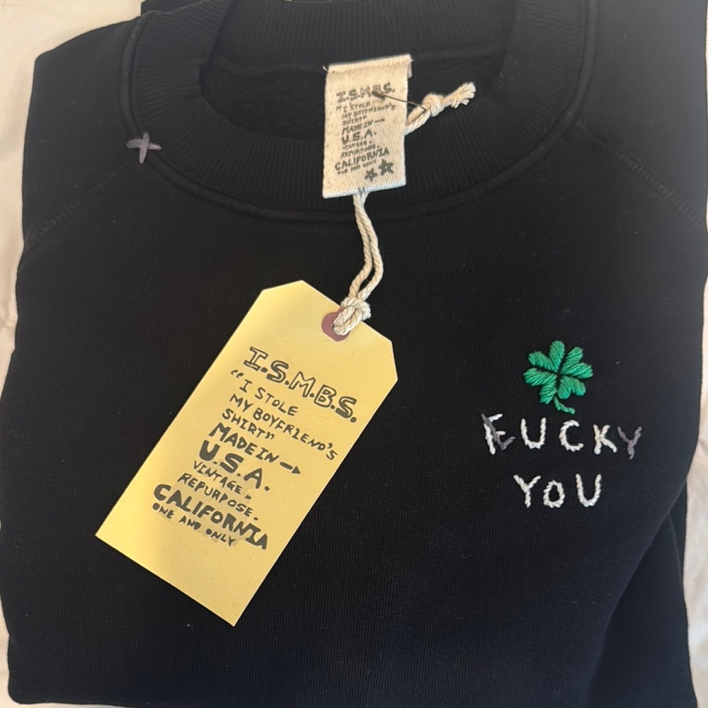 Black Sweatshirt with Embroidered Design